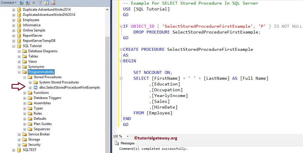 SELECT Stored Procedure in SQL Server 1