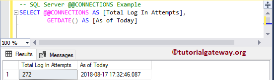 SQL @@CONNECTIONS Example 2