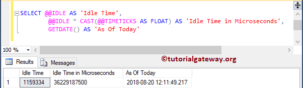 SQL @@IDLE Example 2