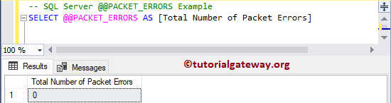 SQL @@PACKET_ERRORS Example 1
