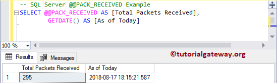 SQL @@PACK_RECEIVED Example 2