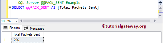 SQL @@PACK_SENT Example 1