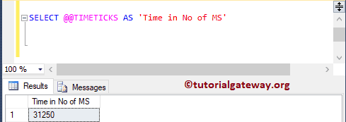 SQL @@TIMETICKS Example