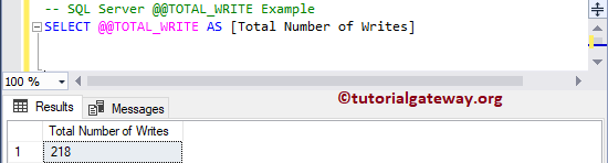 SQL @@TOTAL_WRITE Example 1
