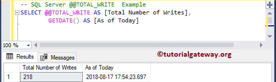 SQL @@TOTAL_WRITE Example 2