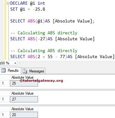 SQL Absolute Value 1