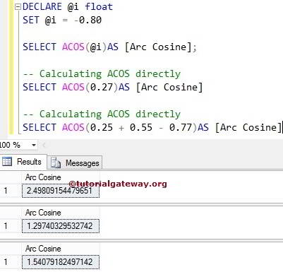 SQL ACOS FUNCTION 1
