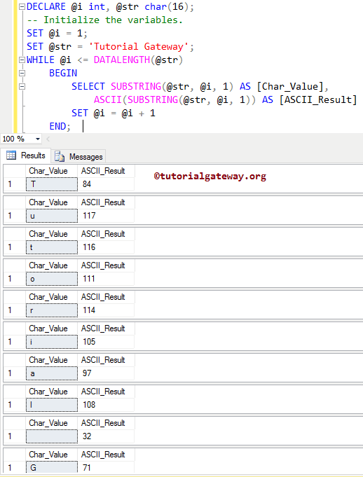 SQL ASCII Function 2