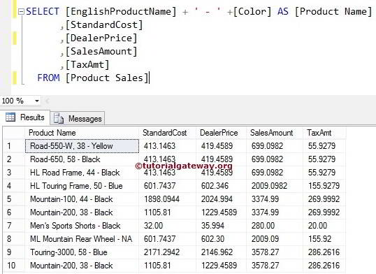Arithmetic Operators in SQL Server 1