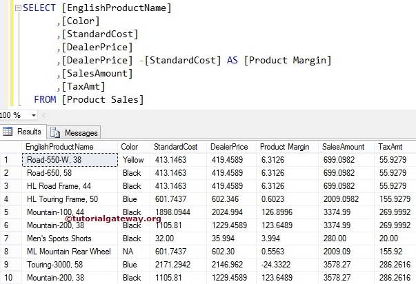 Arithmetic Operators in SQL Server 2014 3