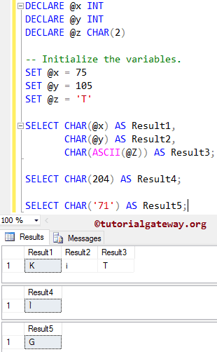 SQL CHAR Function 1