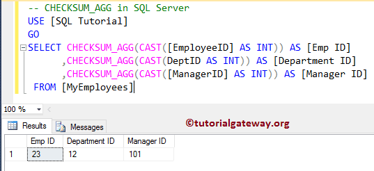 SQL CHECKSUM_AGG Function 2
