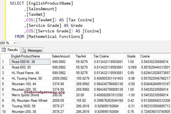 SQL COS FUNCTION 2