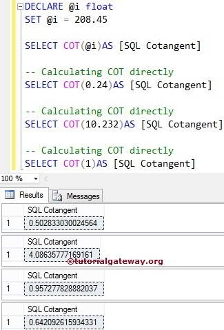 SQL COT FUNCTION 1