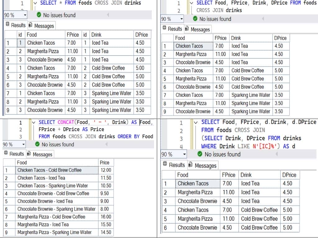 SQL Server CROSS JOIN Example