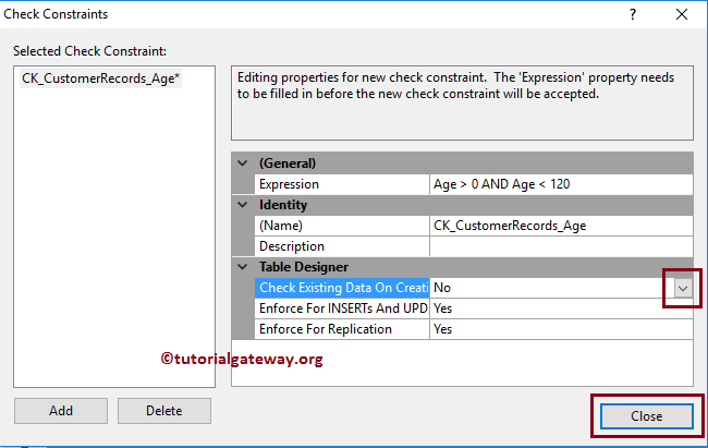 Set Existing Data on Creating Option to No \ Yes 11