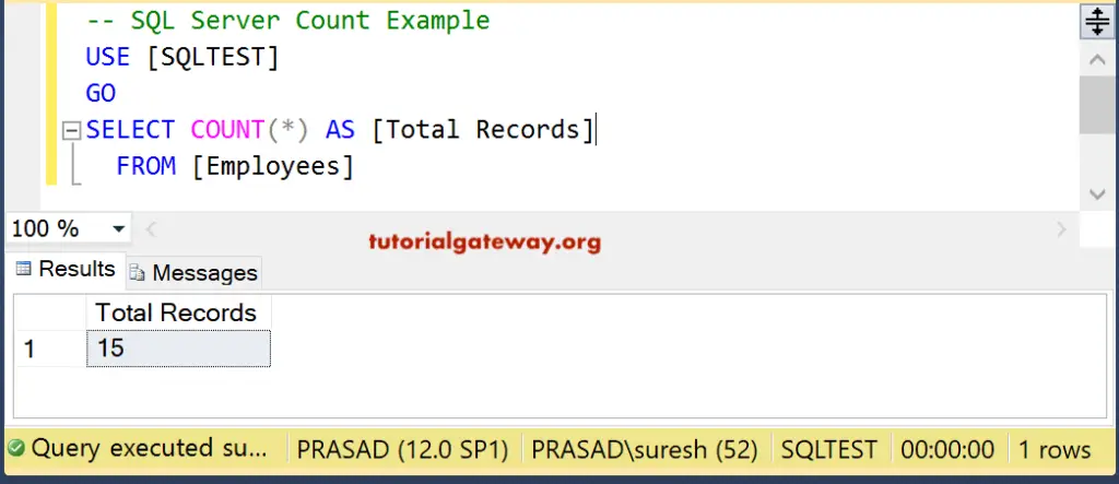 SQL Count * Example 2