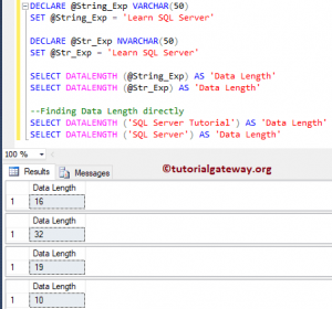SQL DATALENGTH