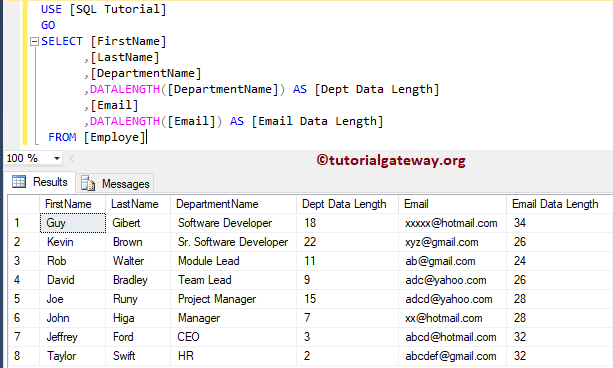SQL DATALENGTH 3