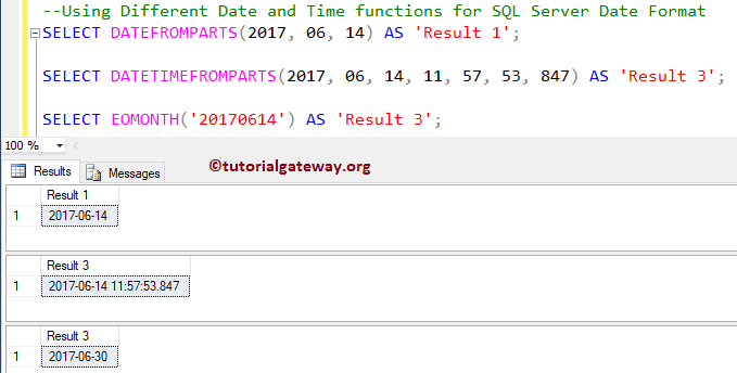 Using DATETIME Functions datefromparts, eomonth 8