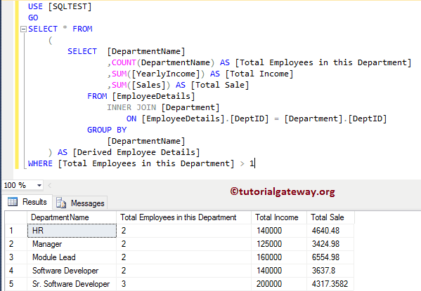 SQL Derived Table 6