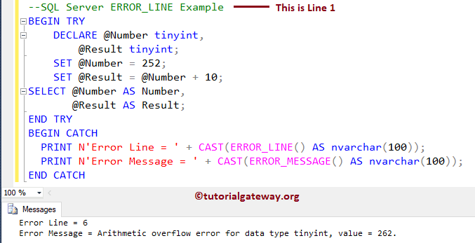 SQL ERROR LINE Example 1