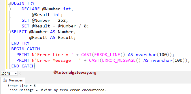 SQL ERROR LINE Example 2