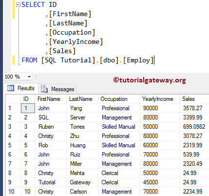 Employ Table for except demonstration 2