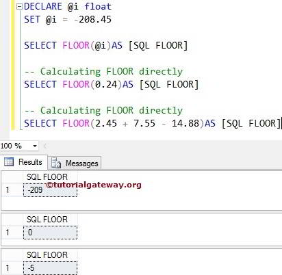SQL FLOOR Function Example 1