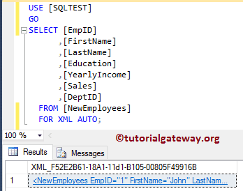 SQL FOR XML AUTO Example 2