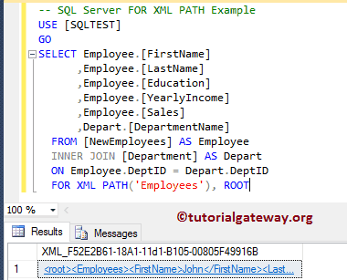 SQL FOR XML PATH Example 11