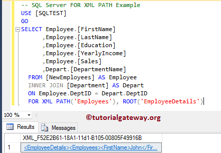 SQL FOR XML PATH Example 13