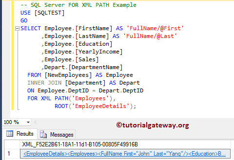 SQL FOR XML PATH Example 17