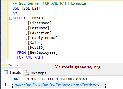 SQL FOR XML PATH Example 3