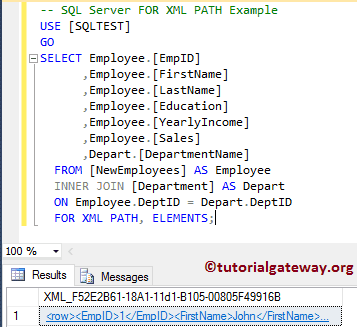 SQL FOR XML PATH Example 7