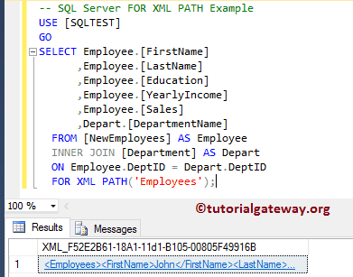 SQL FOR XML PATH Example 9