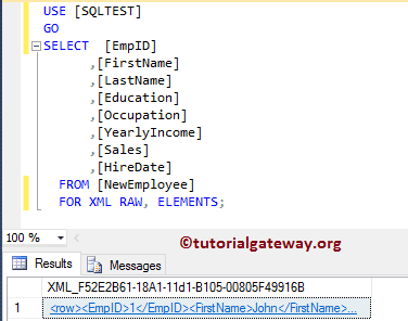 SQL FOR XML RAW 4