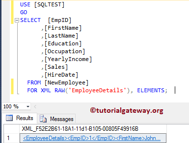 SQL FOR XML RAW 6