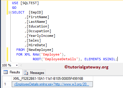 SQL FOR XML RAW 12