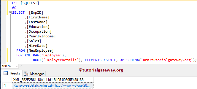 SQL FOR XML RAW 16