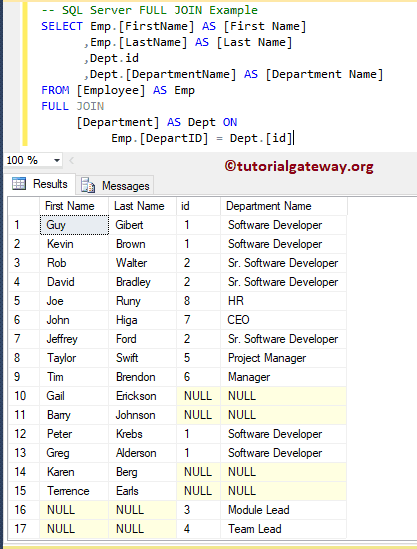 Solve Ambiguous column name id Error using SQL Full Outer Join Alias name 9