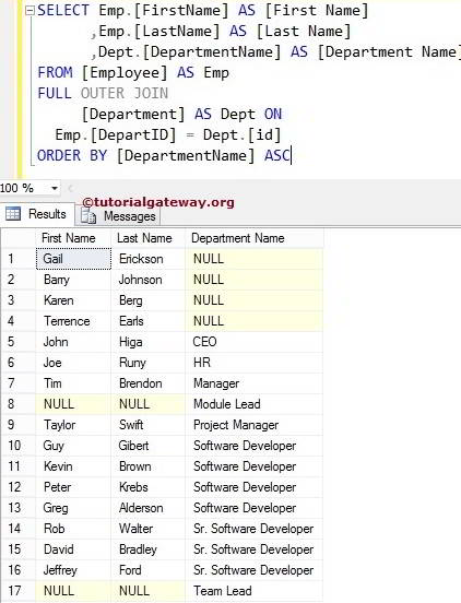 SQL FULL JOIN Order By Clause 6
