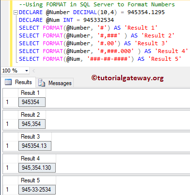 SQL Format Numbers Example 8