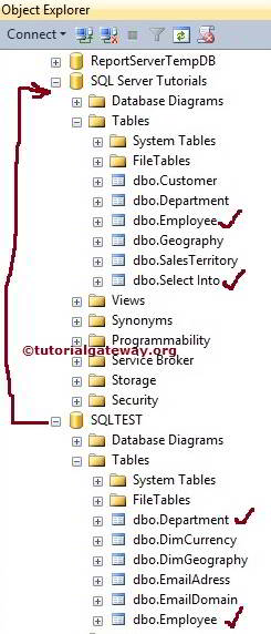 Two Different Databases and List of Tables in them 1