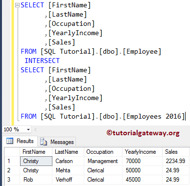 SQL INTERSECT 6