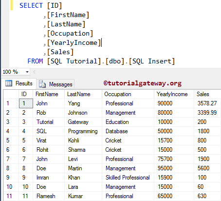 SQL Insert Statement 6