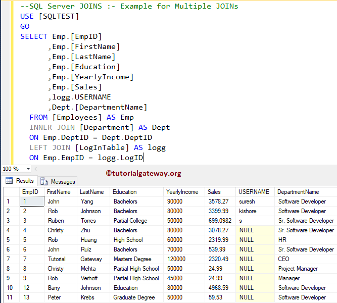 SQL Multiple Joins Example 9