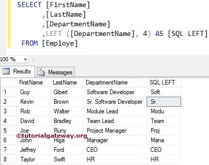 Sql Server Left Function Example 2