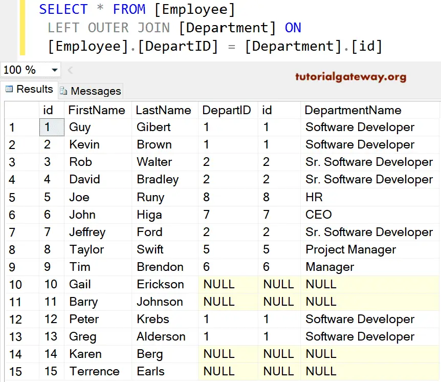 SQL Server Left Join Select All Columns