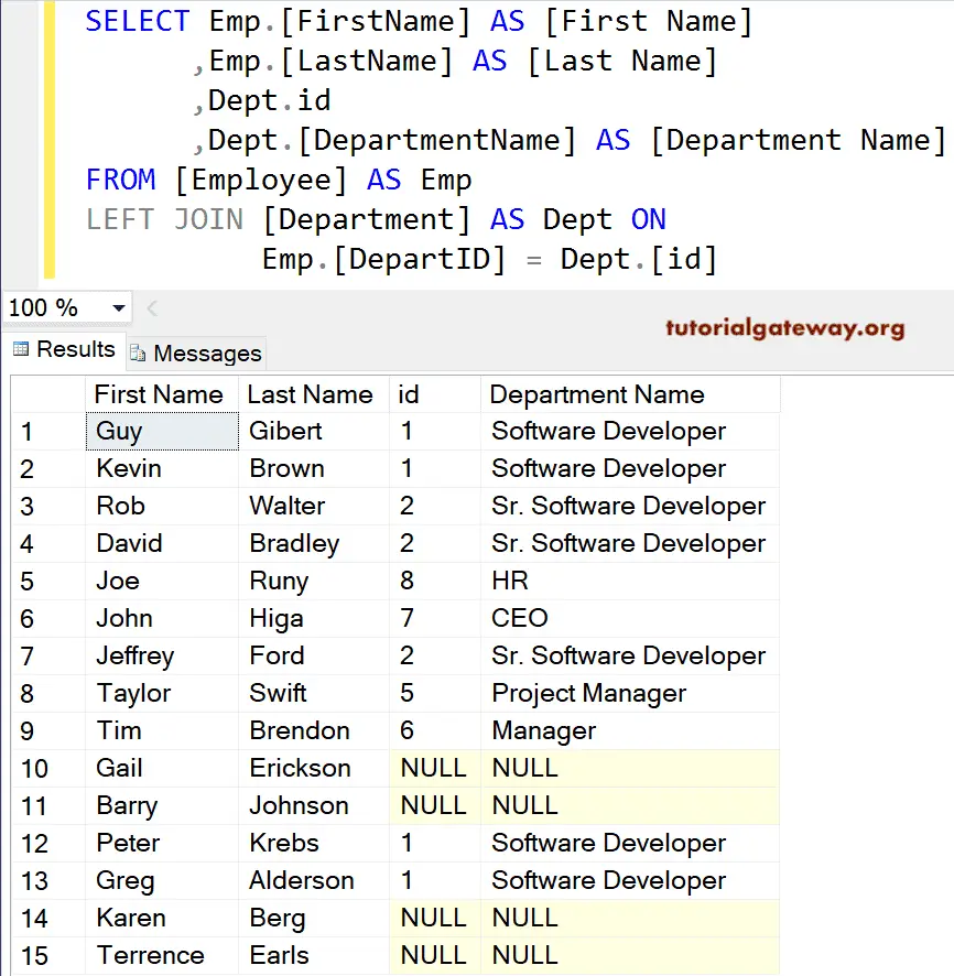 SQL LEFT JOIN Example 3